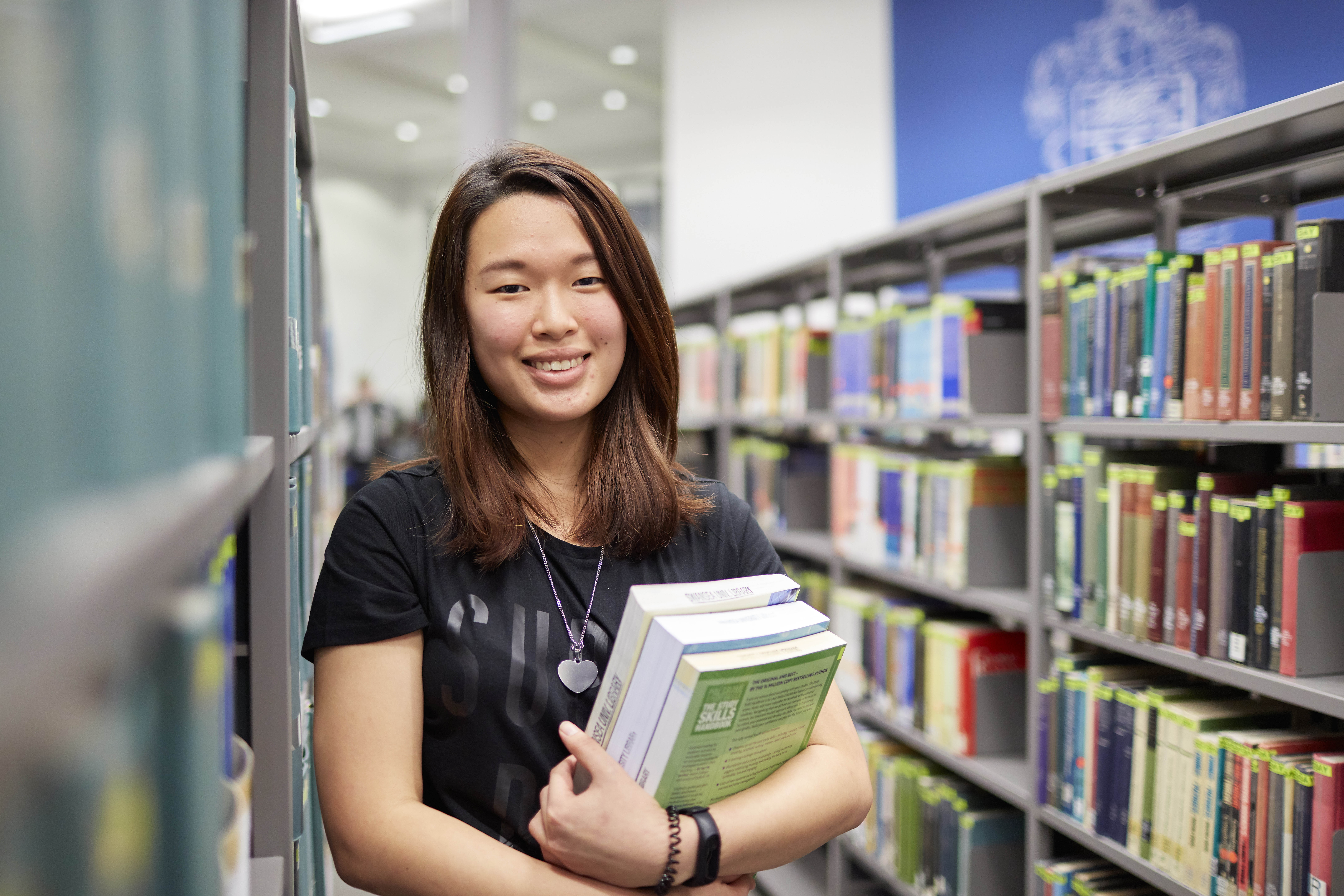 Student in the library
